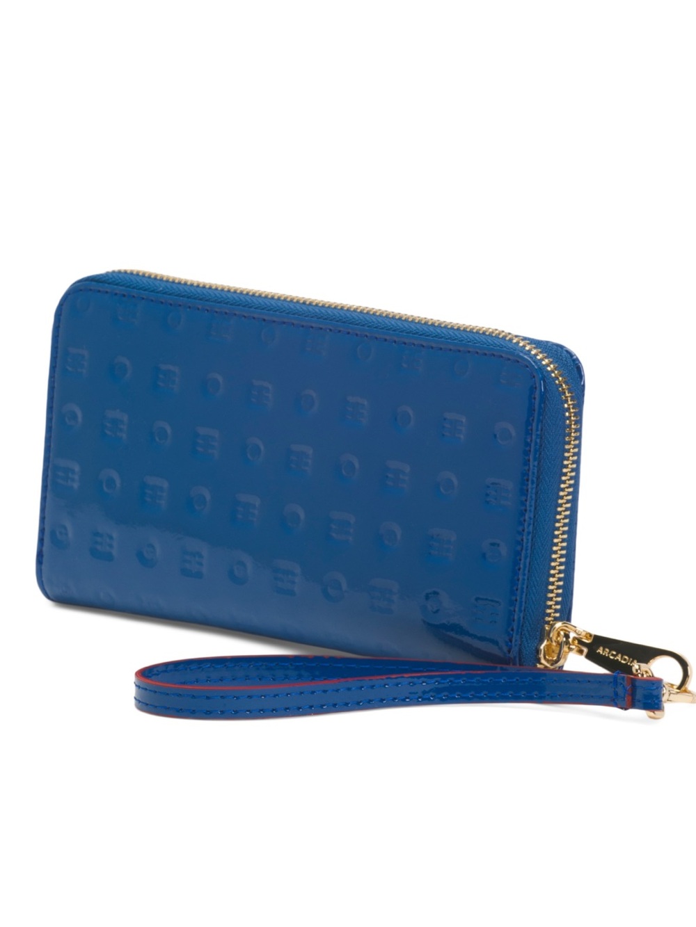 NWT-Arcadia-Zip Around Continental Wallet-Embossed Logo-Patent Leather-Sapphire - Picture 14 of 16